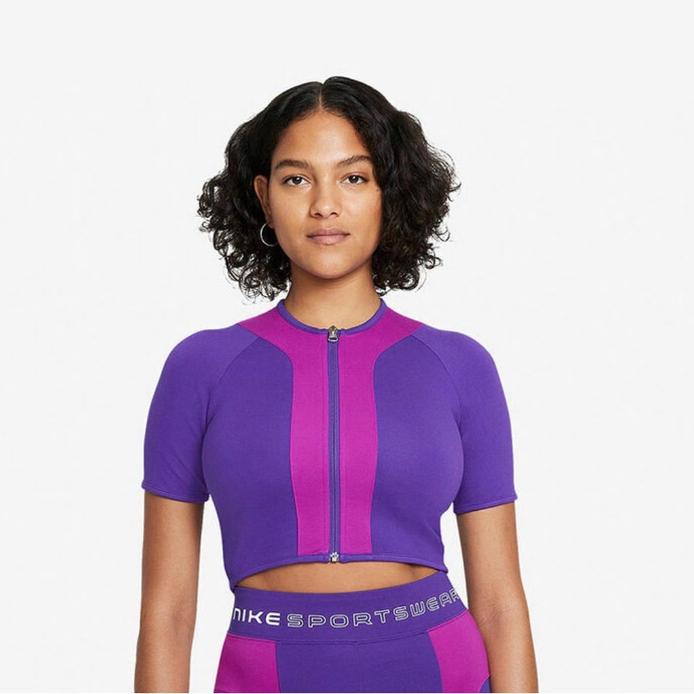 Nike Purple & Magenta Zip-Front Crop Top